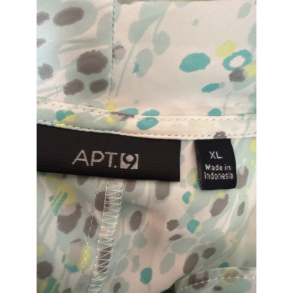 Apt. 9 Womens XL Sleeveless Cowl Neck Blouse Teal Grey Abstract Dot Print Top - Picture 4 of 4